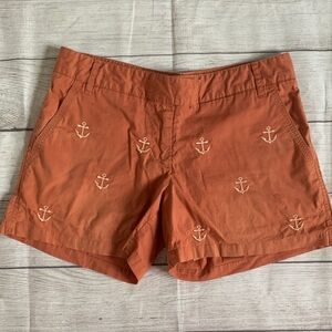 Castaway Nantucket Island Anchor Embroidered Women's Sailing Shorts - Terracotta